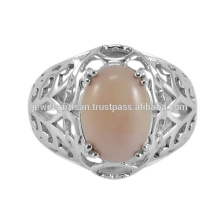 Lovely Pink Opal Gemstone 925 Sterling Silver Ring Jewelry